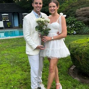 Tulle White Polka Dot Mini Dress